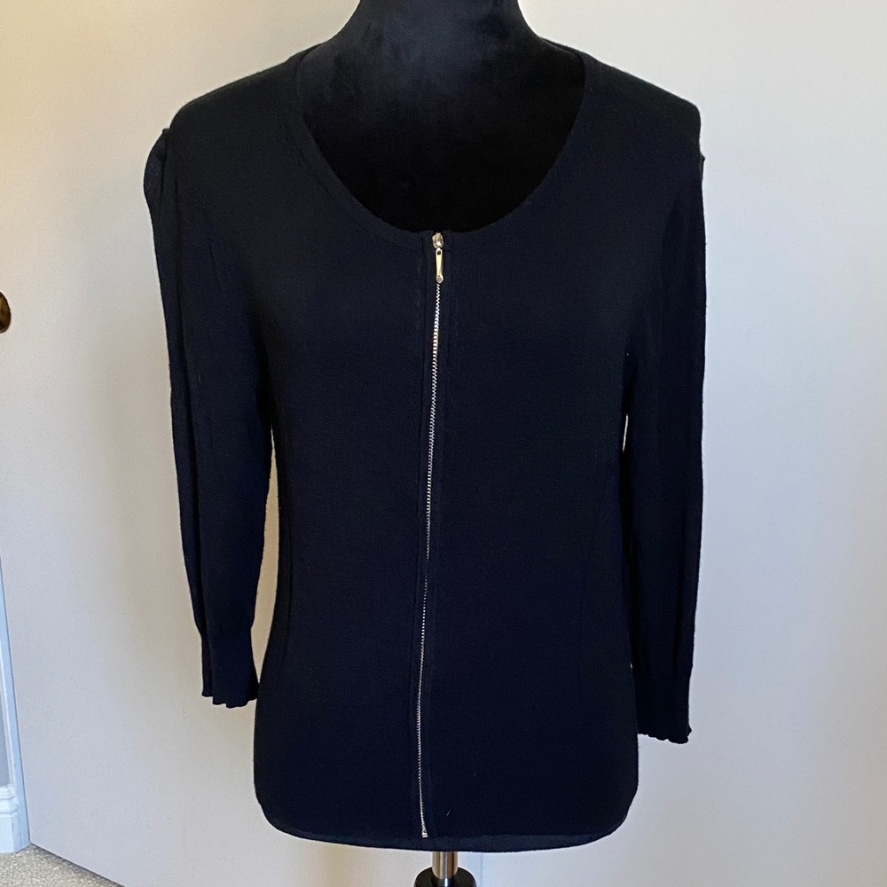 Whit House Black Market Black Zippered Women's Cardigan